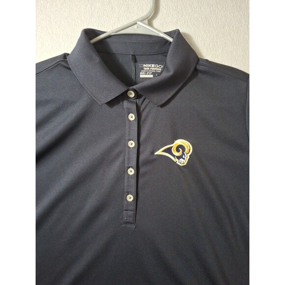 Nike Golf Polo Womens XXL Logo Rams Swoosh Dark Blue Dri Fit Tour Performance - Picture 2 of 10